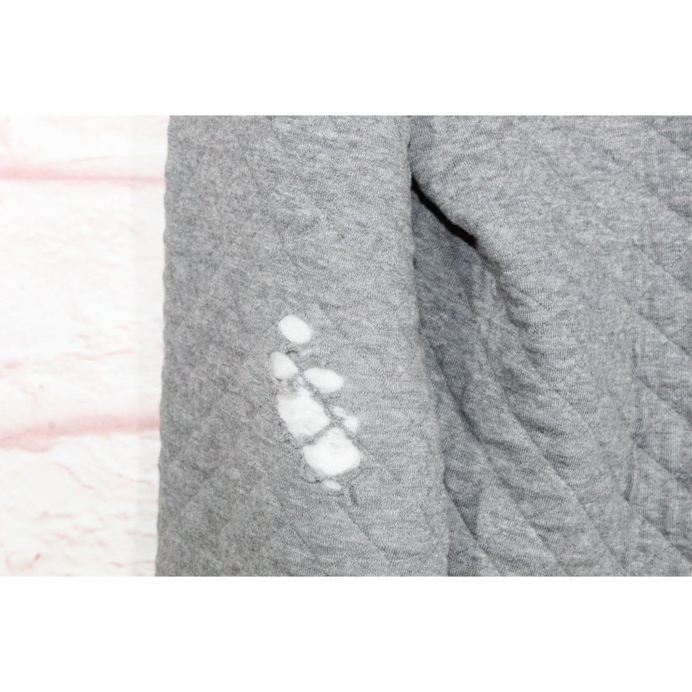 LL Bean Gray Heather Quilted Crewneck Cozy Comfort Pullover Sweatshirt L - Picture 10 of 11
